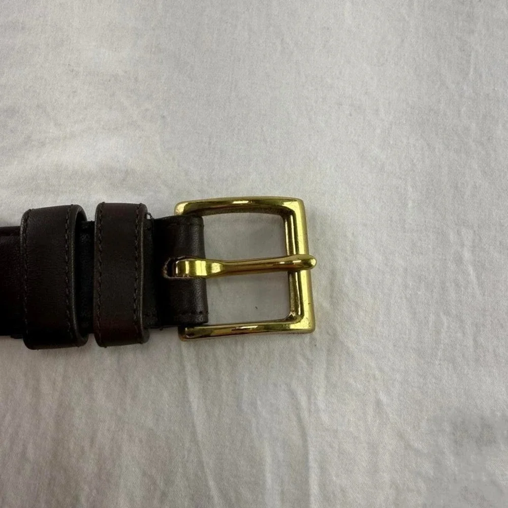 Coach Men's 2606 Dark Brown Gloved Tanned Cowhide Solid Brass Belt Sz 38